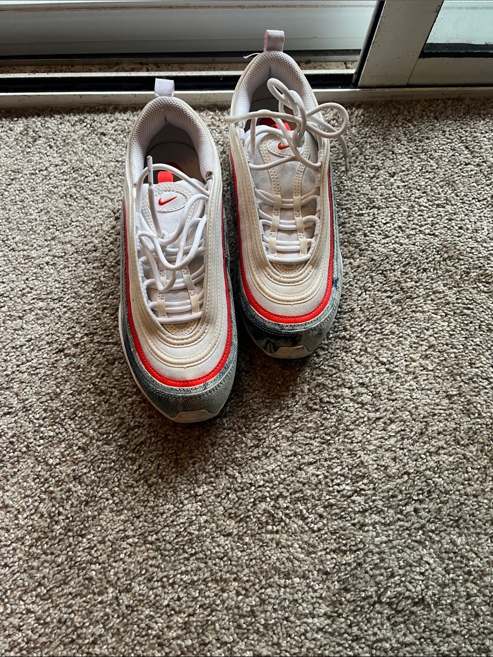 Nike Kids White Sneakers with Red and Gray Accents